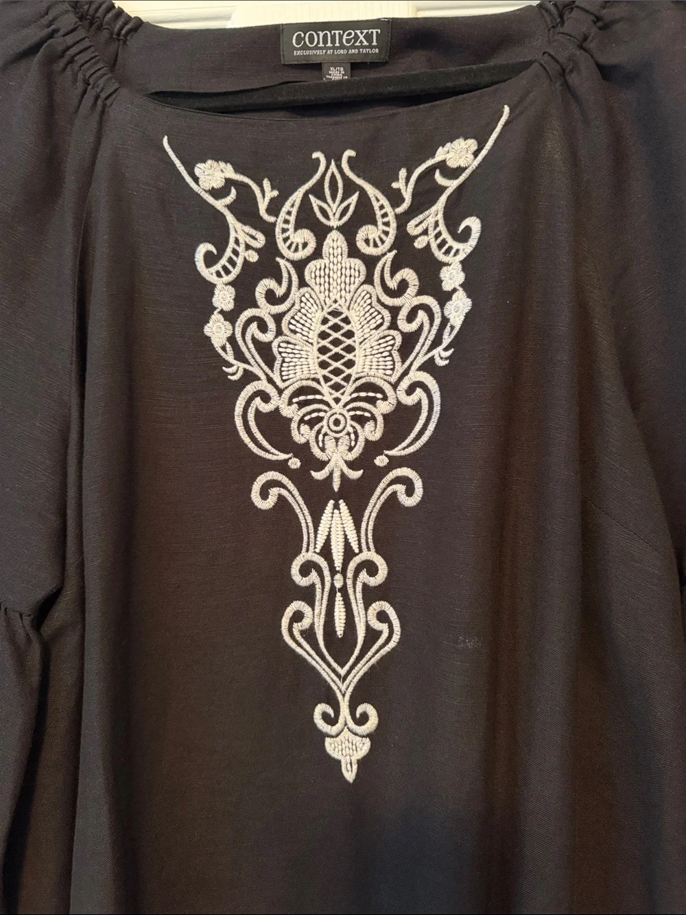 Context Black Tunic with White Embroidered Trim
